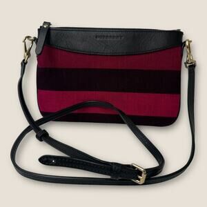 ULTRA RARE Burberry Overdyed Canvas Striped Peyton Crossbody Clutch Bag